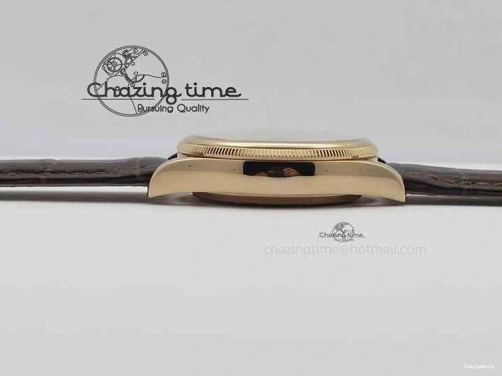 Brown On VF Date Best Cellini Dial A3165 White Strap RG Stick Markers Leather Edition 0104